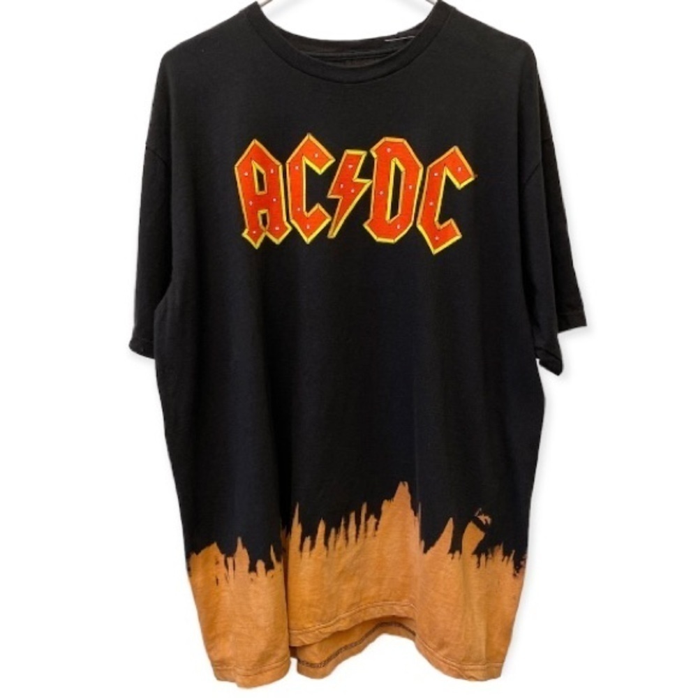 AC/DC NWOT T Shirt Mens Size XL Black With Reverse Tie Dye